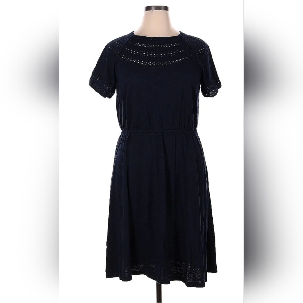 Talbots Casual Navy Crew Neck Midi Dress Size XL